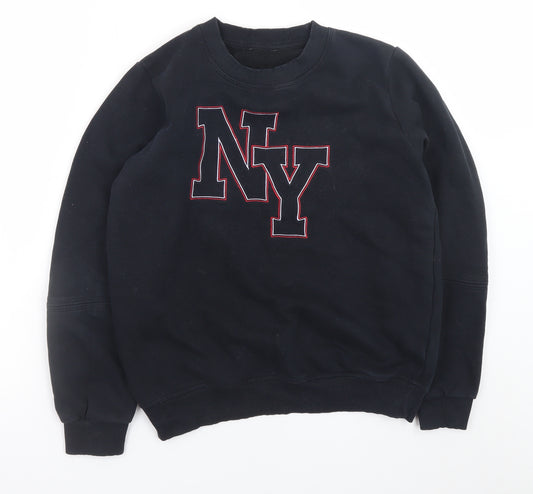 Marks and Spencer Womens Black NY Sweatshirt Size 8 Cotton Blend