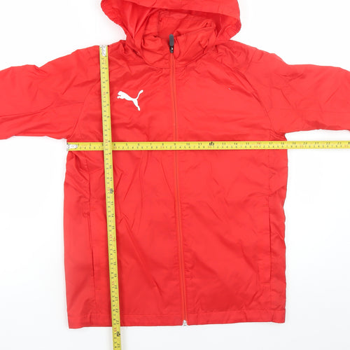 Puma Boys Red Hooded Windbreaker Jacket 14 Years Lightweight Zip Up