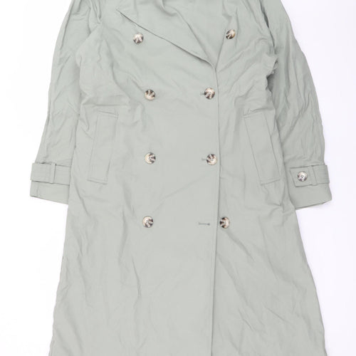 Reserved Women's Green Long Trench Coat M Belted Double-Breasted