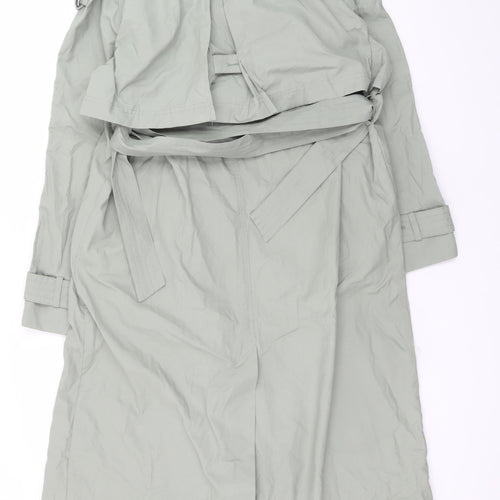 Reserved Women's Green Long Trench Coat M Belted Double-Breasted