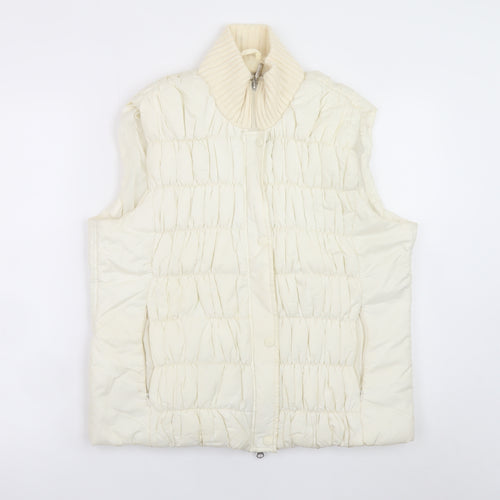 Marks and Spencer Per Una Women's Ivory Quilted Puffer Waistcoat L