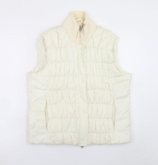 Marks and Spencer Per Una Women's Ivory Quilted Puffer Waistcoat L
