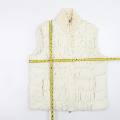 Marks and Spencer Per Una Women's Ivory Quilted Puffer Waistcoat L