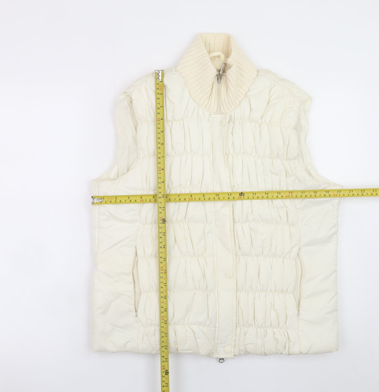 Marks and Spencer Per Una Women's Ivory Quilted Puffer Waistcoat L