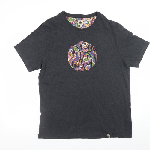 Pretty Green Unisex Black Paisley Crew Neck Cotton T-Shirt 2XL