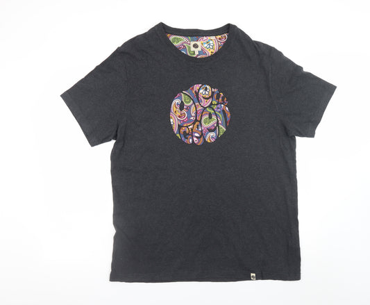 Pretty Green Unisex Black Paisley Crew Neck Cotton T-Shirt 2XL