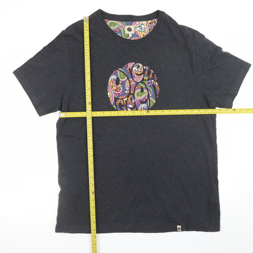 Pretty Green Unisex Black Paisley Crew Neck Cotton T-Shirt 2XL