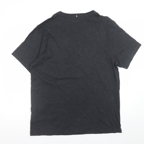 Pretty Green Unisex Black Paisley Crew Neck Cotton T-Shirt 2XL