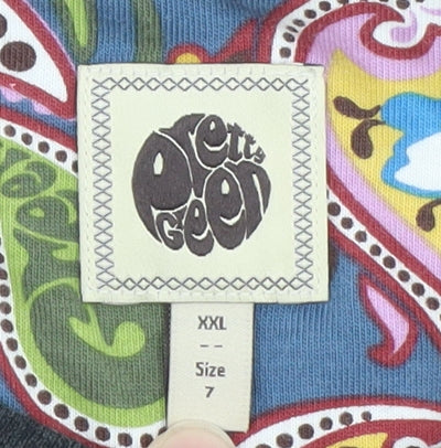 Pretty Green Unisex Black Paisley Crew Neck Cotton T-Shirt 2XL