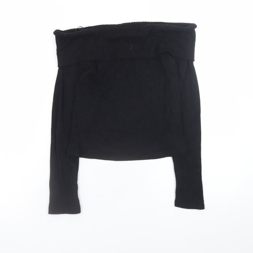 Stradivarius Women's Black Off Shoulder Knit Top Size S