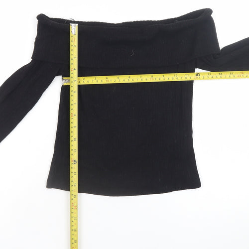 Stradivarius Women's Black Off Shoulder Knit Top Size S