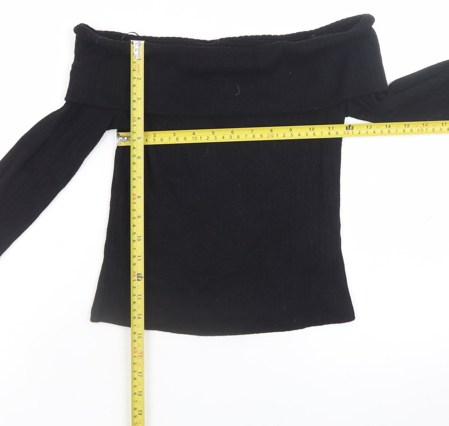 Stradivarius Women's Black Off Shoulder Knit Top Size S