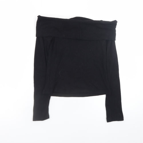 Stradivarius Women's Black Off Shoulder Knit Top Size S