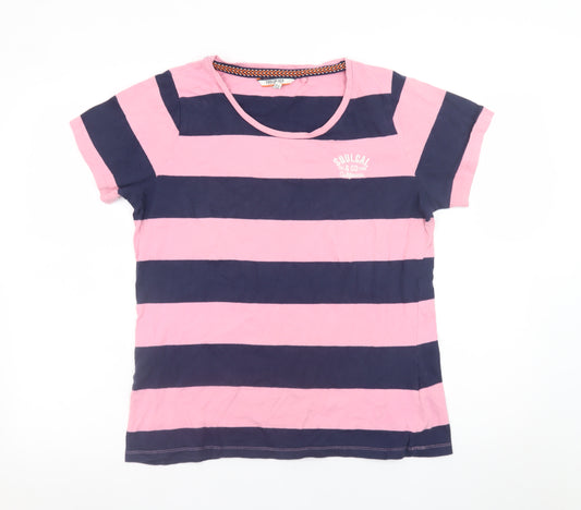 SoulCal & Co Women's Multicoloured Striped Cotton T-Shirt UK 18
