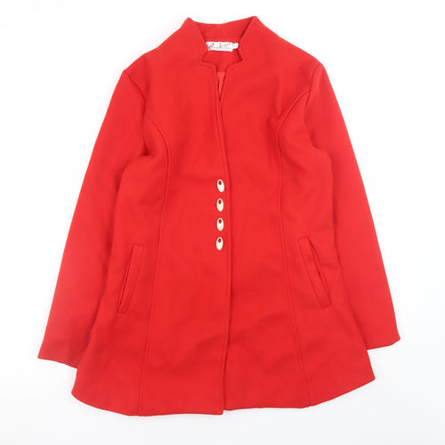 HuaXiYun Women Red Buttoned Coat Long Sleeve Classic Style Size M