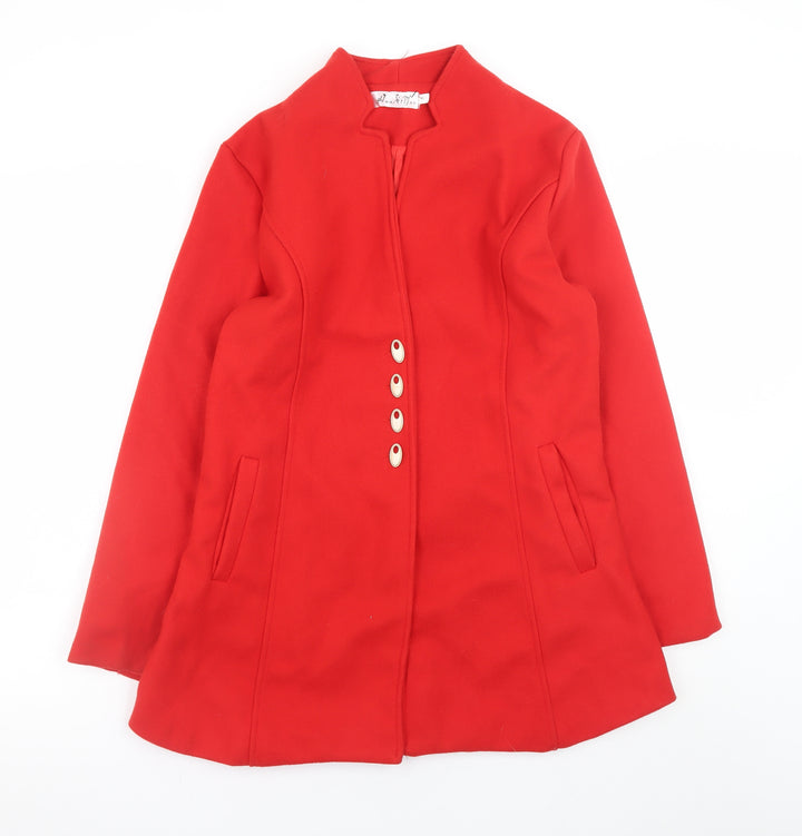 HuaXiYun Women Red Buttoned Coat Long Sleeve Classic Style Size M