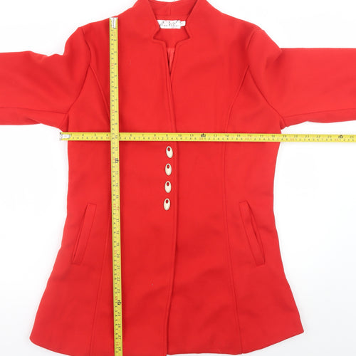 HuaXiYun Women Red Buttoned Coat Long Sleeve Classic Style Size M