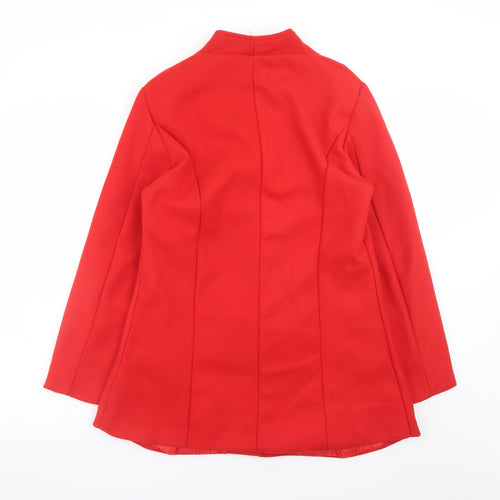 HuaXiYun Women Red Buttoned Coat Long Sleeve Classic Style Size M