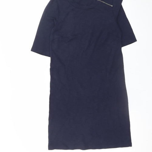 ONLY Women's Blue Shift Dress S Knee Length Zip Detail