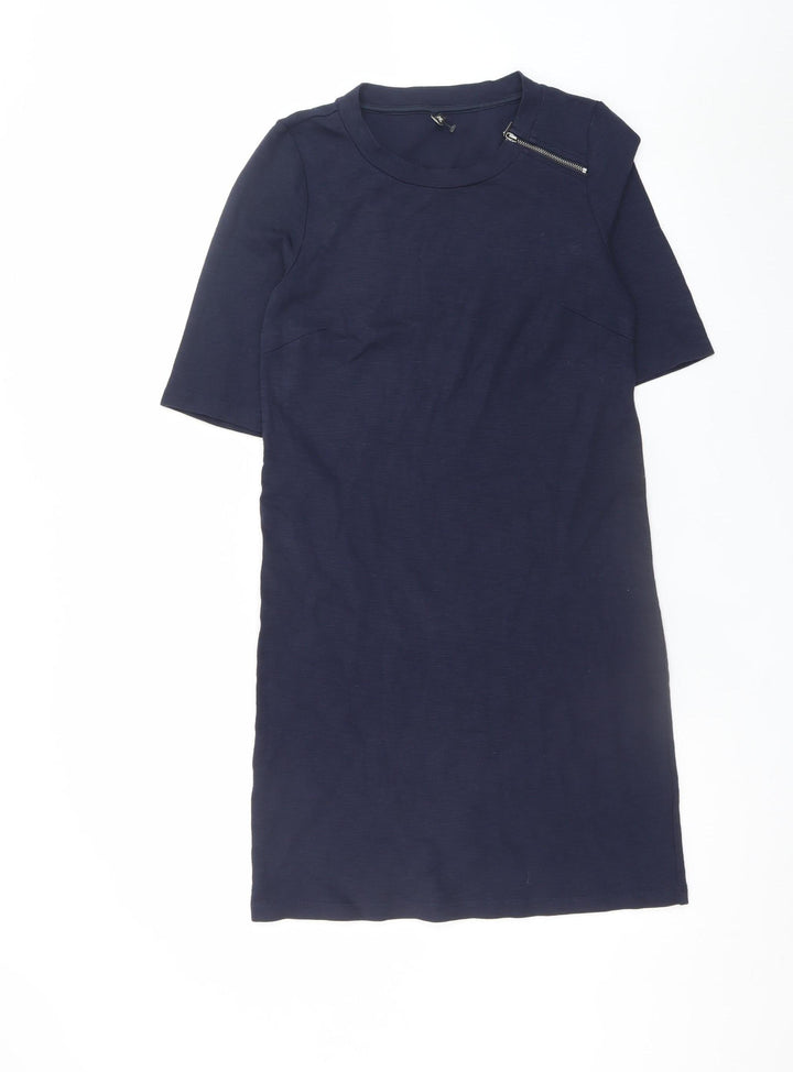 ONLY Women's Blue Shift Dress S Knee Length Zip Detail