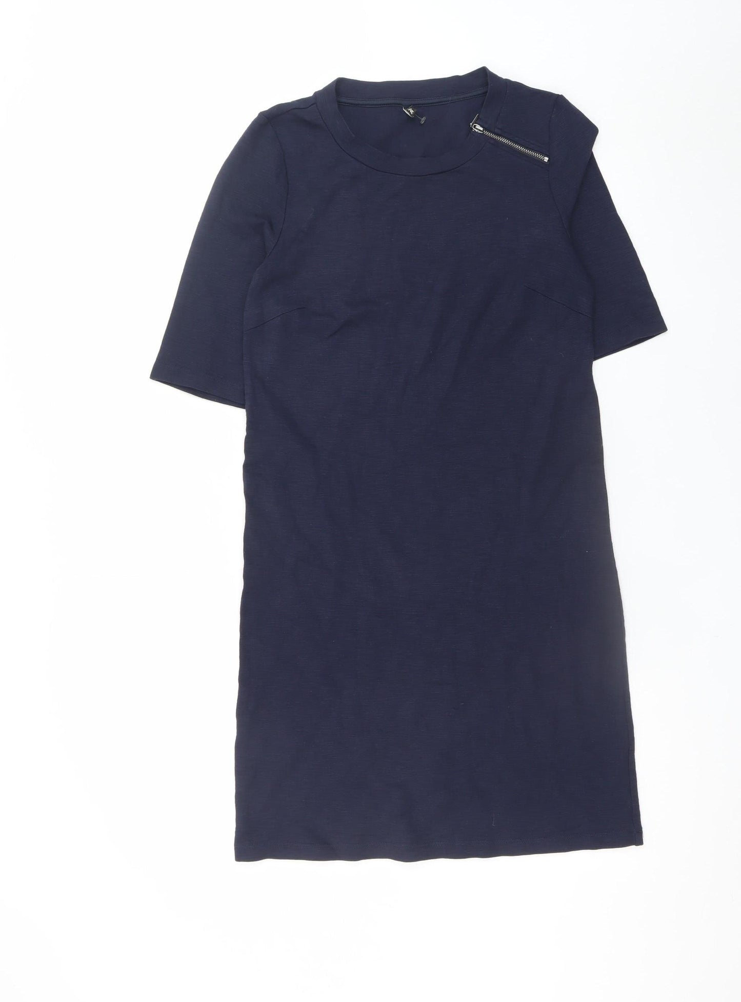 ONLY Women's Blue Shift Dress S Knee Length Zip Detail