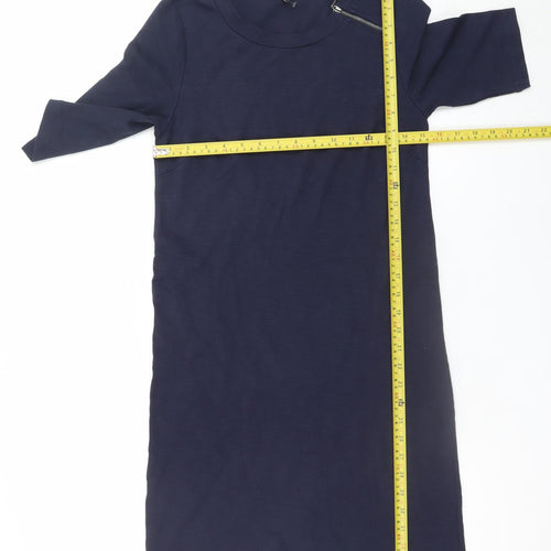ONLY Women's Blue Shift Dress S Knee Length Zip Detail