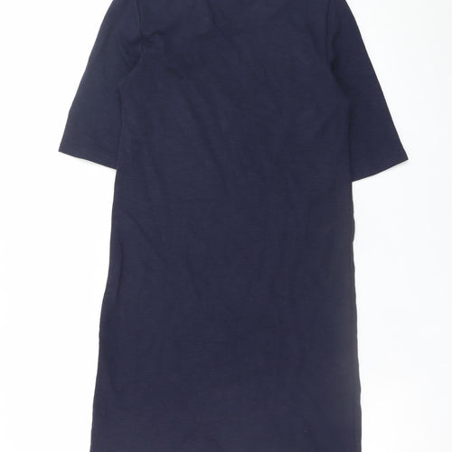 ONLY Women's Blue Shift Dress S Knee Length Zip Detail