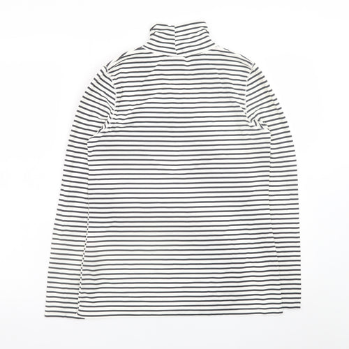 ZARA Women's White Striped Roll Neck Long Sleeve Top Size L
