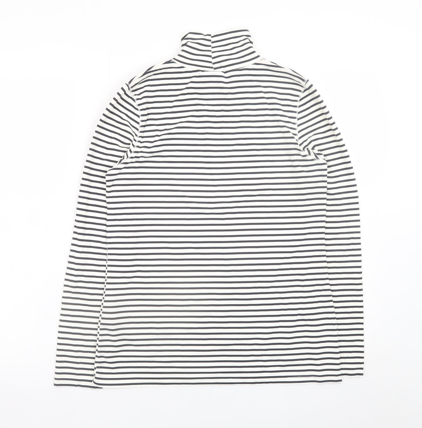 ZARA Women's White Striped Roll Neck Long Sleeve Top Size L