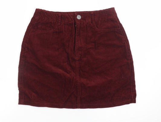 New Look Women Red Corduroy Short Skirt Size 10 Casual Autumn