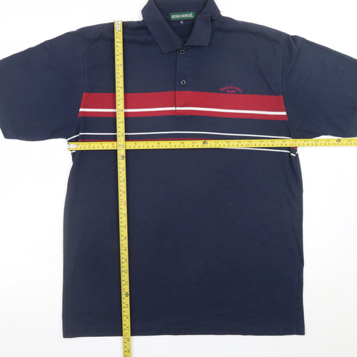 Hugo Samuel Men's Navy Striped Cotton Polo Shirt XL Classic Fit