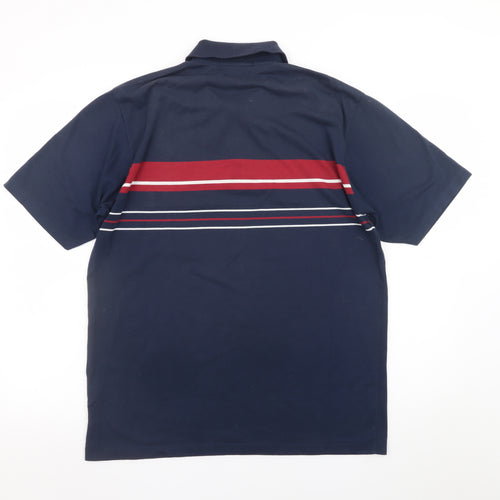 Hugo Samuel Men's Navy Striped Cotton Polo Shirt XL Classic Fit