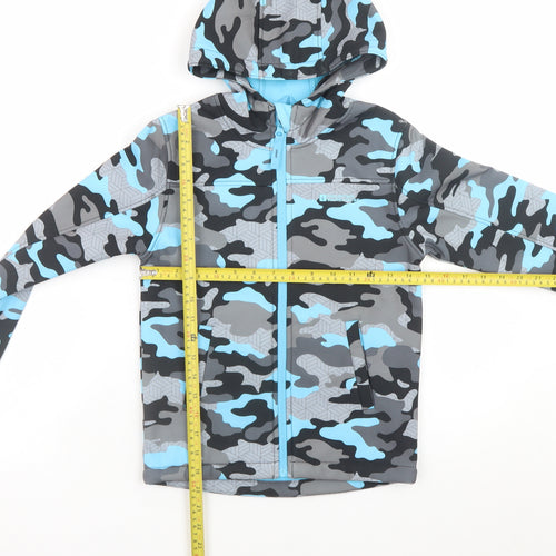 Mountain Warehouse Boys Blue Camouflage Soft Shell Hooded Jacket 7-8 Years