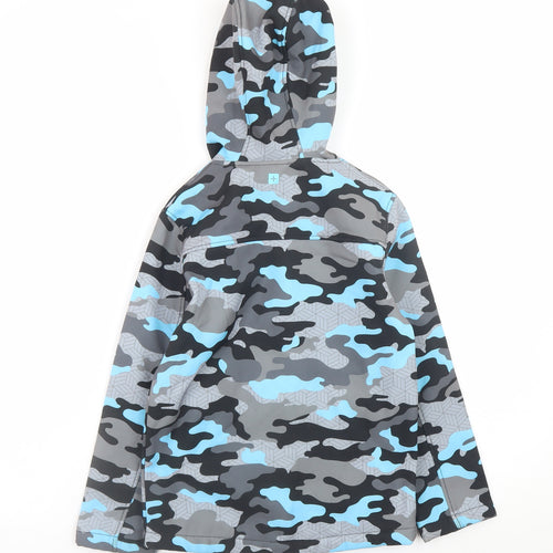 Mountain Warehouse Boys Blue Camouflage Soft Shell Hooded Jacket 7-8 Years