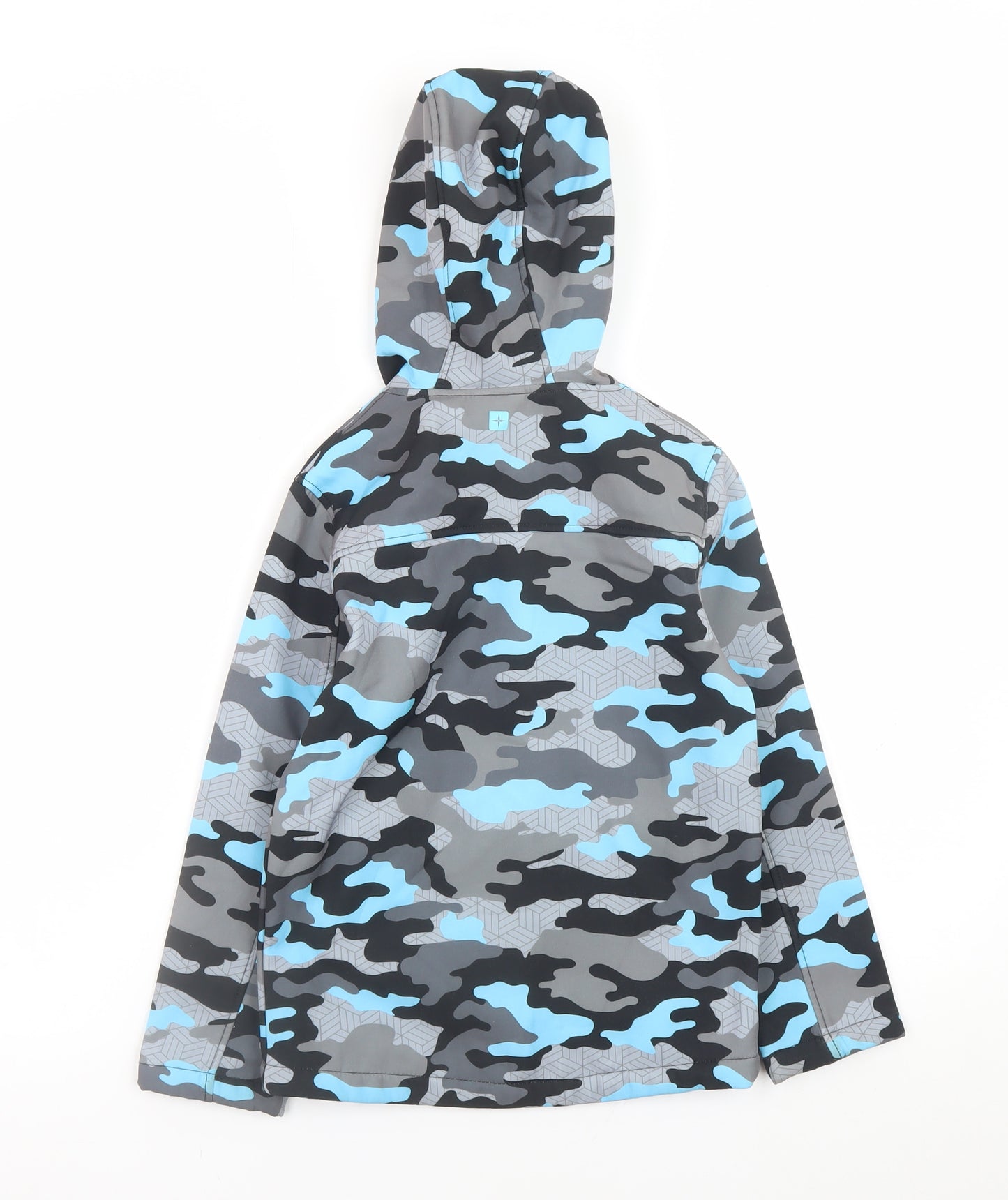 Mountain Warehouse Boys Blue Camouflage Soft Shell Hooded Jacket 7-8 Years