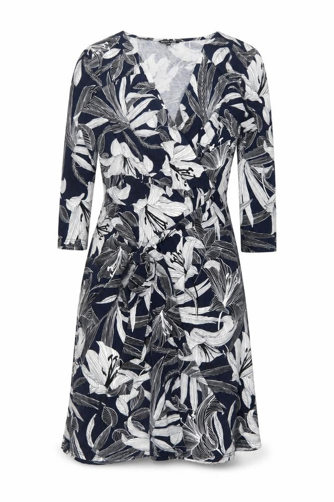 Roman Petite Women’s Blue Floral Wrap Dress Size 10 Knee Length