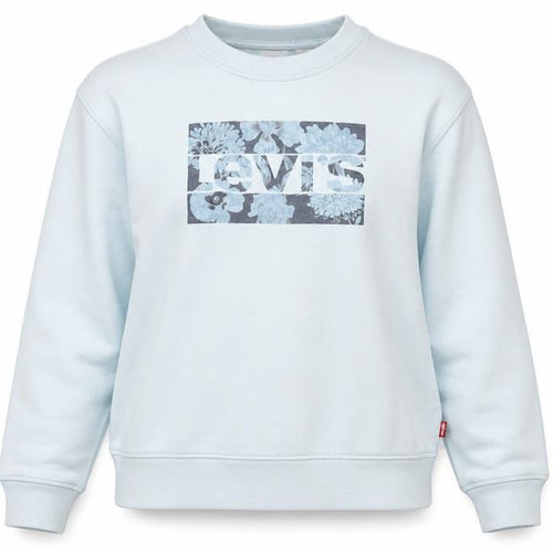 Levi's Women Blue Floral Logo Crew Neck Sweatshirt Size M