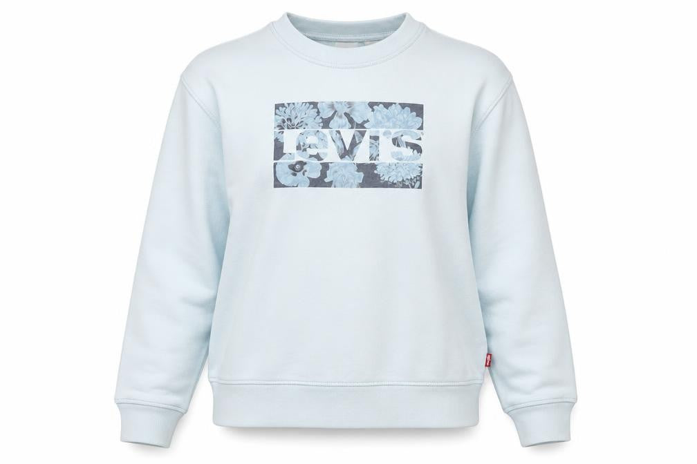 Levi's Women Blue Floral Logo Crew Neck Sweatshirt Size M