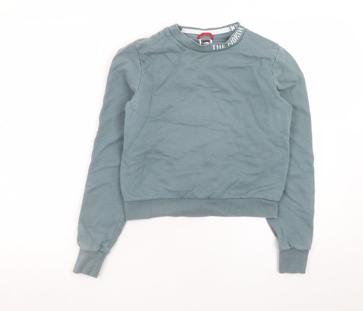 The North Face Womens Blue XS Pullover Sweatshirt Cotton Crew Neck