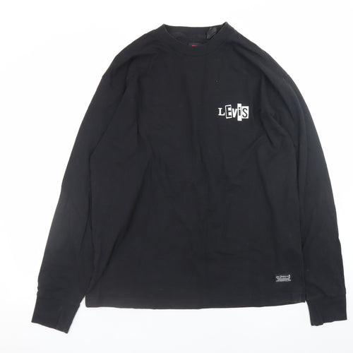 Levi's Men's Black Long Sleeve Crew Neck Logo T-Shirt Size M