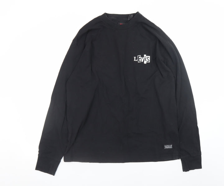Levi's Men's Black Long Sleeve Crew Neck Logo T-Shirt Size M