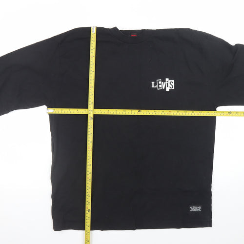 Levi's Men's Black Long Sleeve Crew Neck Logo T-Shirt Size M