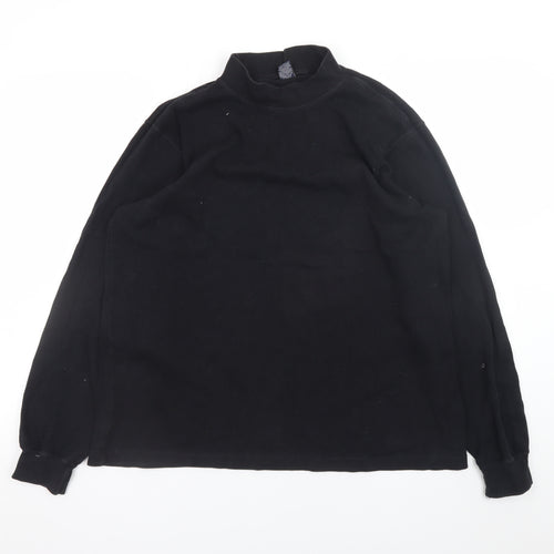 Lands' End Men's Black Long Sleeve Mock Neck Cotton T-Shirt M Regular