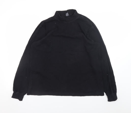 Lands' End Men's Black Long Sleeve Mock Neck Cotton T-Shirt M Regular