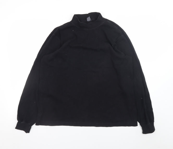 Lands' End Men's Black Long Sleeve Mock Neck Cotton T-Shirt M Regular