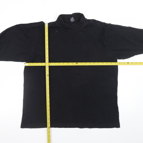Lands' End Men's Black Long Sleeve Mock Neck Cotton T-Shirt M Regular