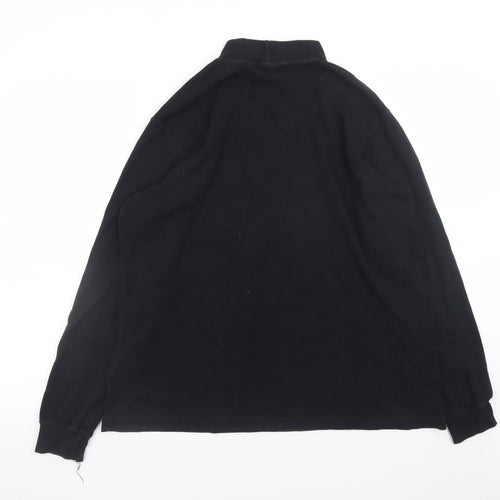 Lands' End Men's Black Long Sleeve Mock Neck Cotton T-Shirt M Regular