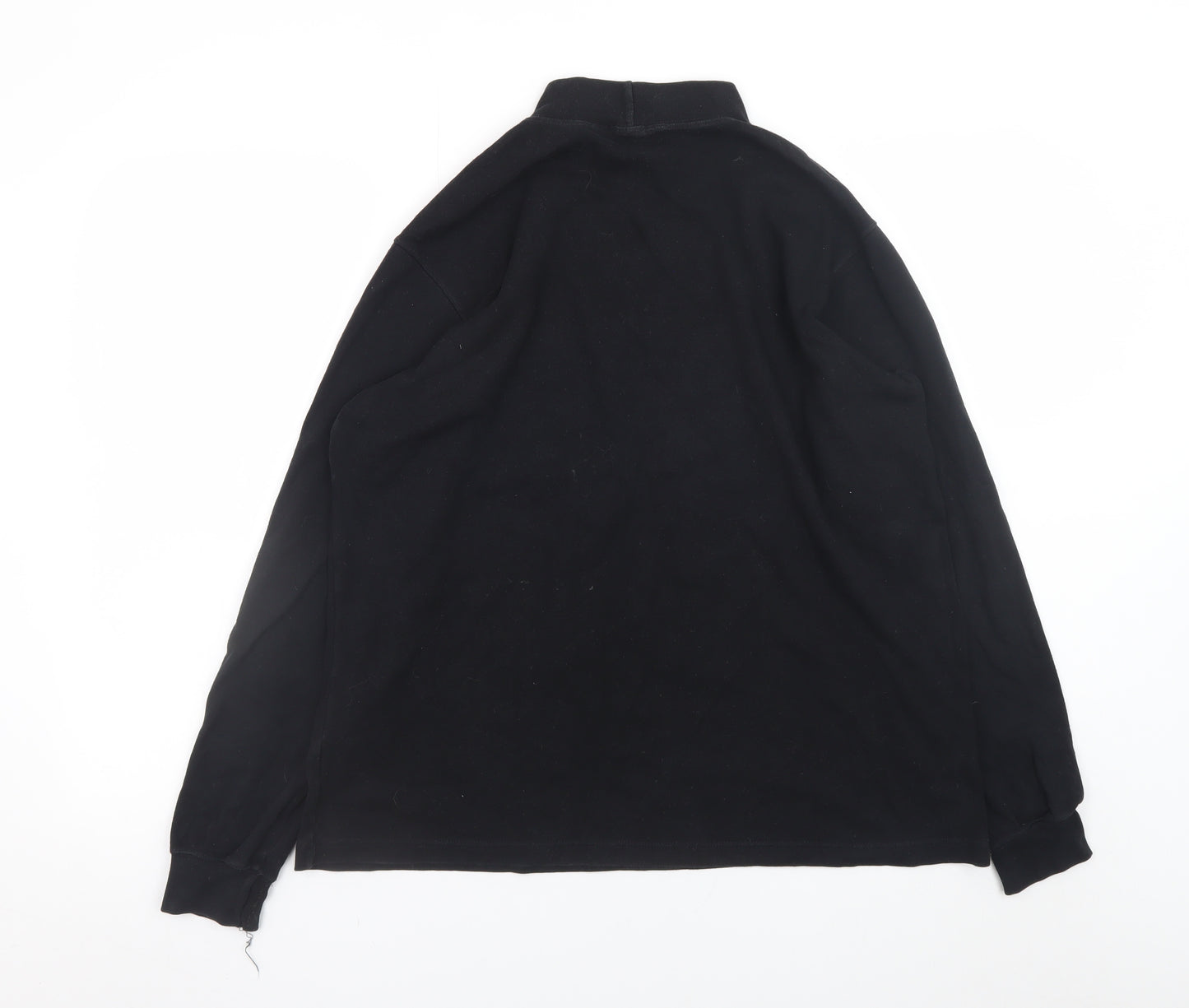 Lands' End Men's Black Long Sleeve Mock Neck Cotton T-Shirt M Regular