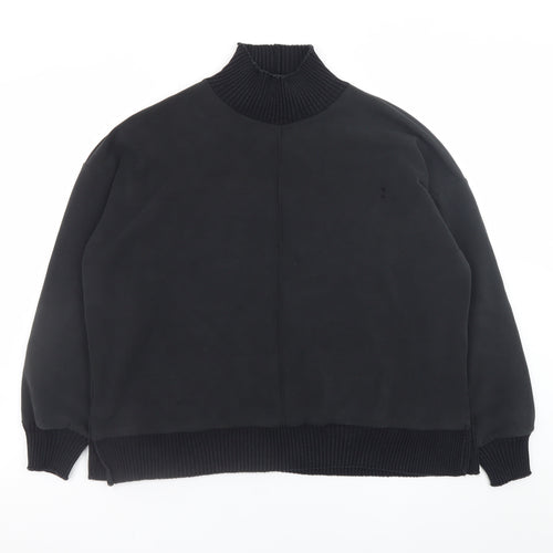 Yest Women Black Size 14 Mock Neck Long Sleeve Pullover Sweatshirt