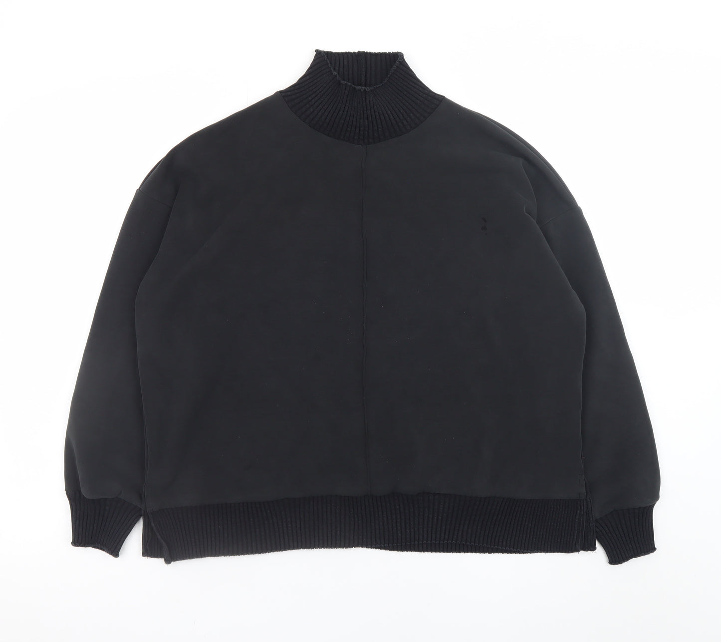 Yest Women Black Size 14 Mock Neck Long Sleeve Pullover Sweatshirt